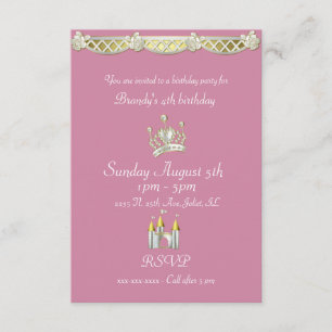 Little Princess in Pink and Pearl Birthday Invitation