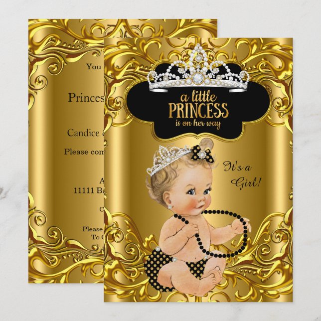 Little Princess is on her way Baby Shower Blonde Invitation (Front/Back)