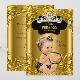 Little Princess is on her way Baby Shower Brunette Invitation