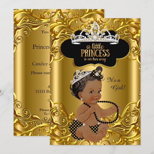 Little Princess is on her way Baby Shower Ethnic Invitation (Front/Back)