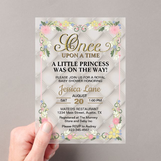 Little Princess Is On The Way Girl Baby Shower Acrylic Invitations (Insitu (Handheld))