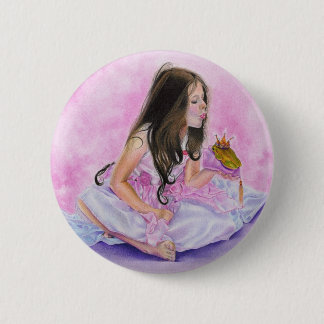 Little Princess Kissing Frog Button