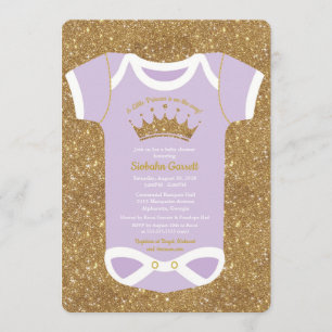 Little Princess Lilac Gold Baby Shower Invitation