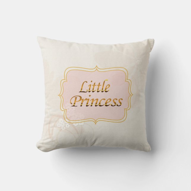 Little Princess Name Tag Throw Pillow (Front)