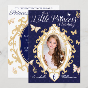 Little Princess Navy & Gold Birthday Invitation