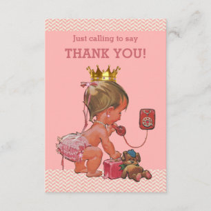 Little Princess on Phone Thank You Chevrons Card