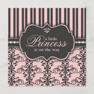 Little Princess on the Way Pink Black Baby Shower Invitation