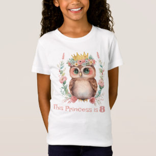 Little Princess Owl Eighth Birthday T-Shirt