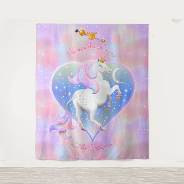 Little Princess Personalised Pink Unicorn Tapestry (Front)