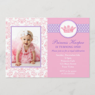 Little Princess Photo Birthday Invitations