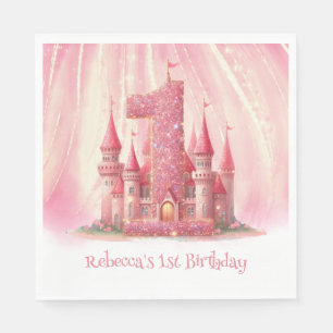 Little Princess Pink Castle 1st Birthday Napkin