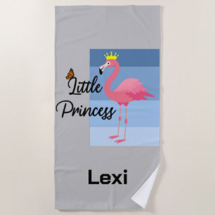 Little Princess Pink Flamingo Design - Beach Towe  Beach Towel
