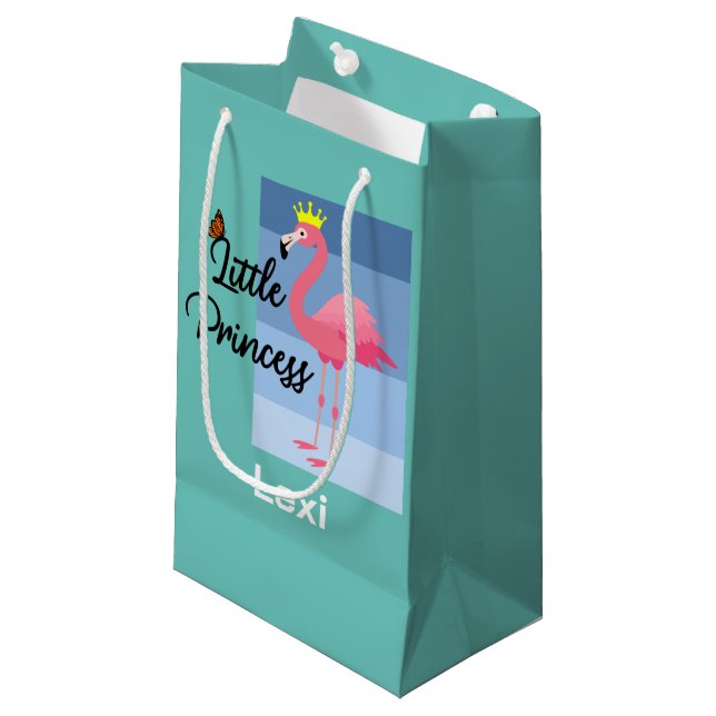 Little Princess Pink Flamingo Design - Gift Bag -  (Front Angled)