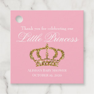 Little Princess Pink Gold Baby Shower Thank You Favour Tags