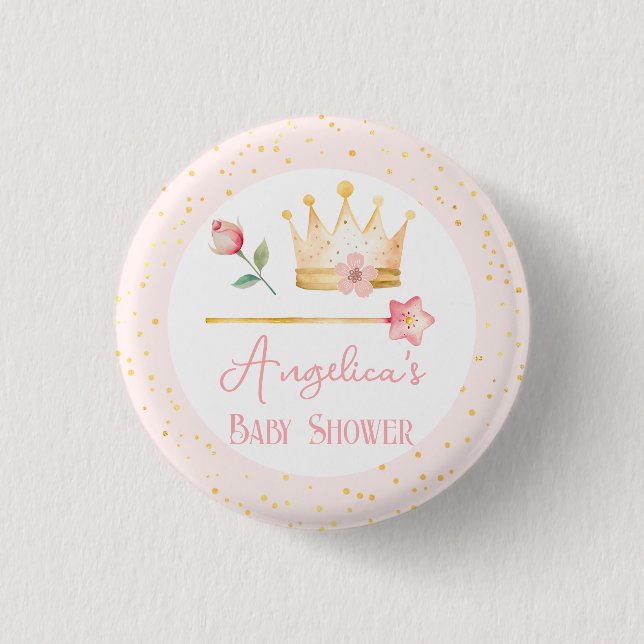 Little Princess Pink Royal Baby Shower 3 Cm Round Badge (Front)