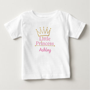 Little Princess Pink text and Gold Crown Baby T-Shirt