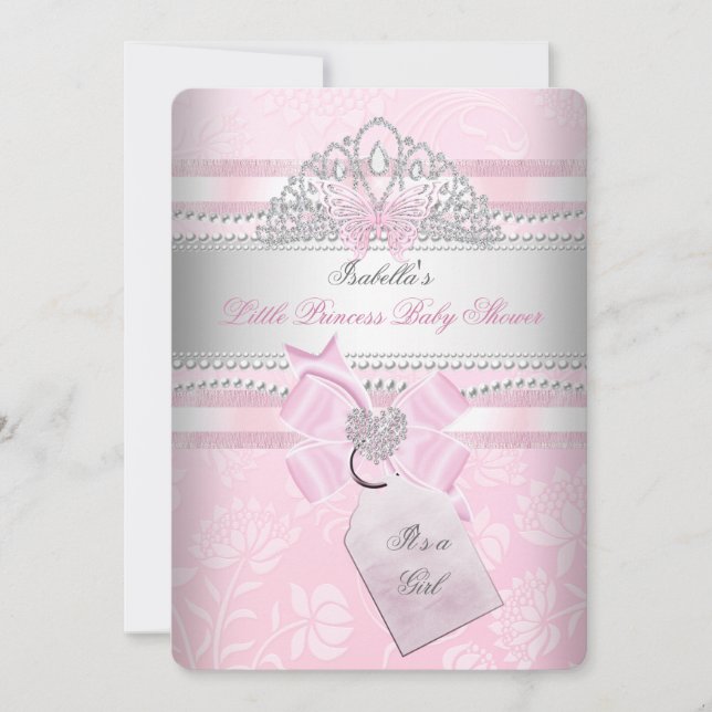 Little Princess Pretty Baby Shower Girl Butterfly Invitation (Front)
