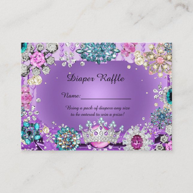 Little Princess Prince Diaper Raffle Tickets,purpl Enclosure Card (Front)