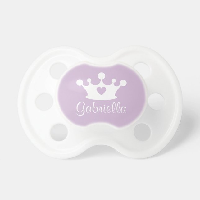 Little Princess Purple Baby Girl Custom Monogram Dummy (Front)