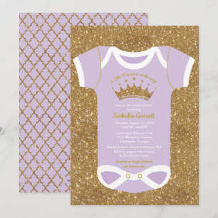 Little Princess Purple Gold Baby Shower Invitation