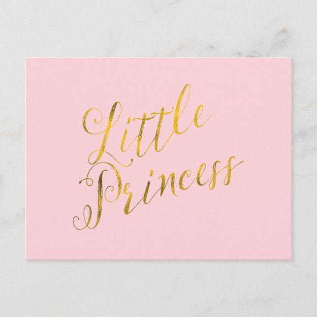 Little Princess Quote Faux Gold Foil Glitter Pink Postcard (Front)