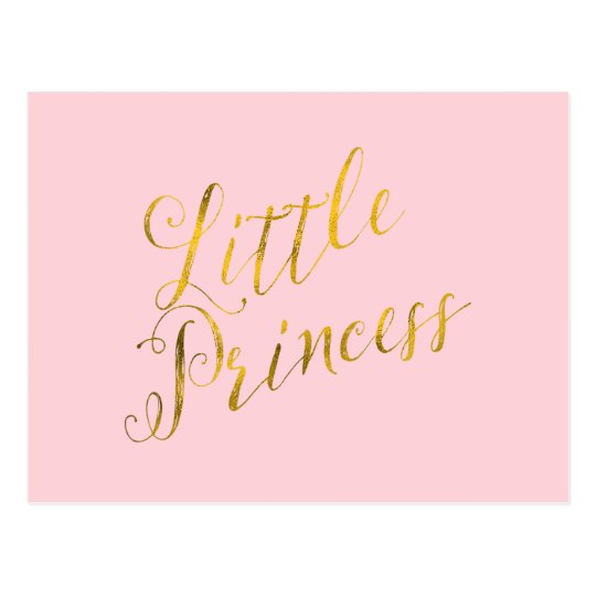 Little Princess Quote Faux Gold Foil Glitter Pink Postcard