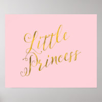 Little Princess Quote Faux Gold Foil Glitter Pink