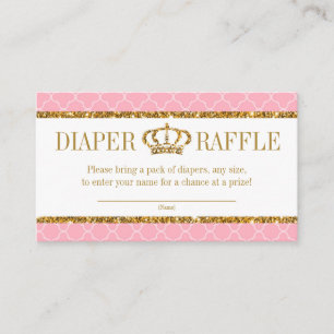 Little Princess Royal Pink and Gold Diaper Raffle Enclosure Card
