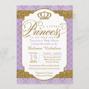 Little Princess Royal Purple and Gold Baby Shower Invitation