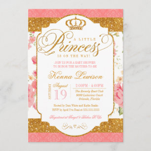 Little Princess Shabby Chic Floral Baby Shower Invitation