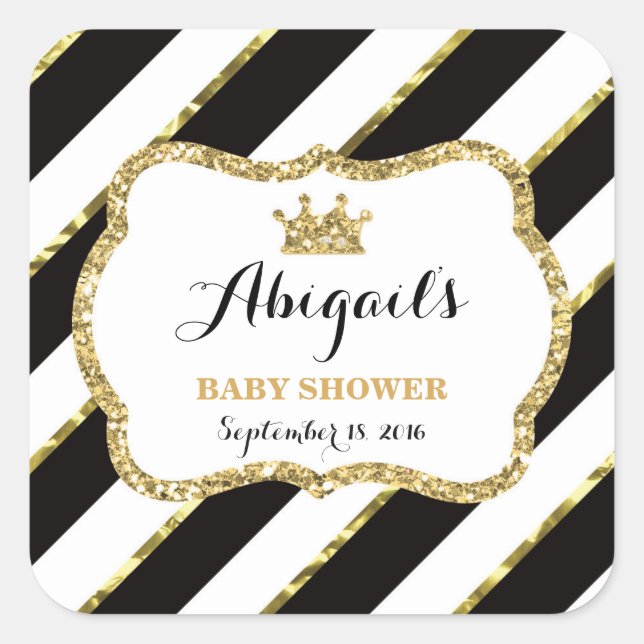 Little Princess Sticker, Black, Faux Glitter Square Sticker (Front)