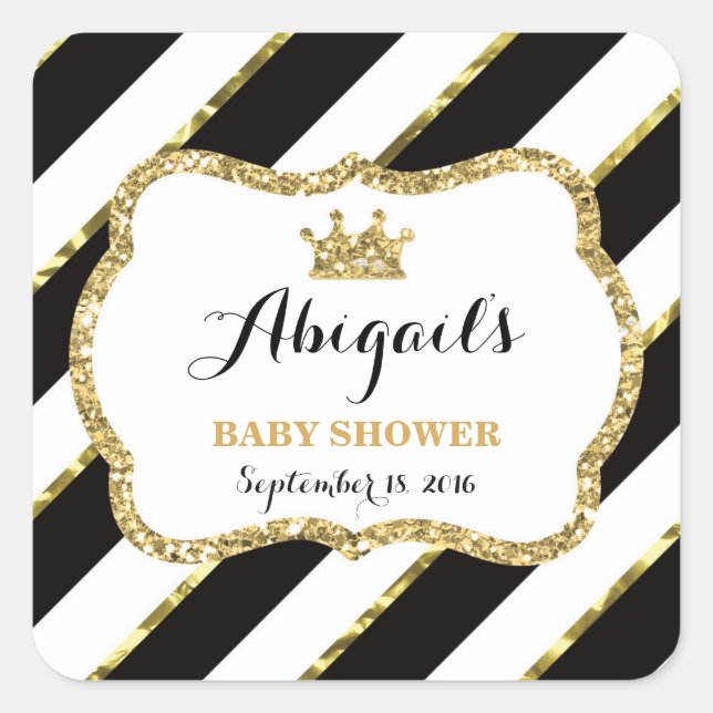 Little Princess Sticker, Black, Faux Glitter Square Sticker (Front)