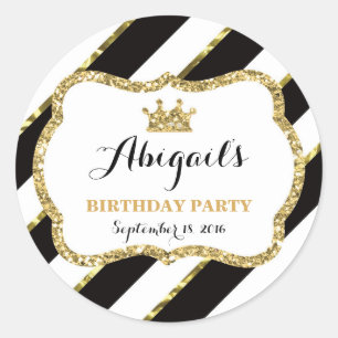 Little Princess Sticker, Black, Gold Classic Round Sticker