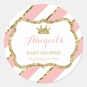 Little Princess Sticker, Pink, Faux Glitter Classic Round Sticker