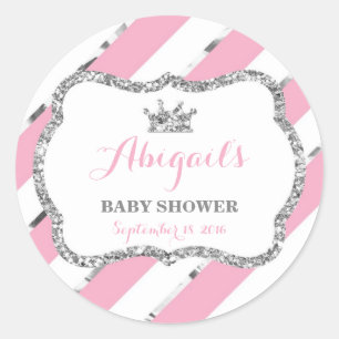 Little Princess Sticker, Pink, Faux Glitter Classic Round Sticker