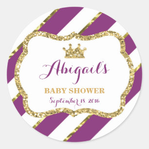 Little Princess Sticker, Purple, Faux Glitter Classic Round Sticker