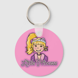 Little Princess text blonde hair pink keychain