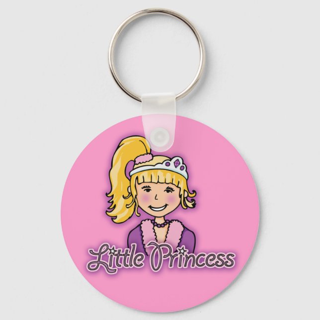 Little Princess text blonde hair pink keychain (Front)