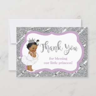 Little Princess Thank You Card, Faux Glitter