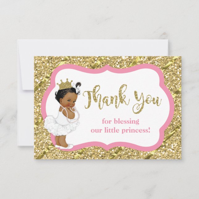 Little Princess Thank You Card, Faux Glitter (Front)