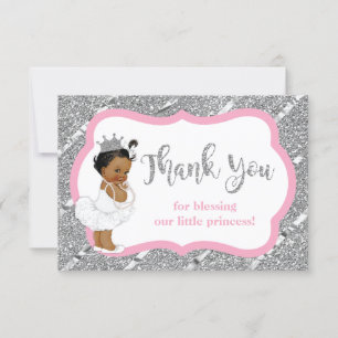 Little Princess Thank You Card, Faux Glitter