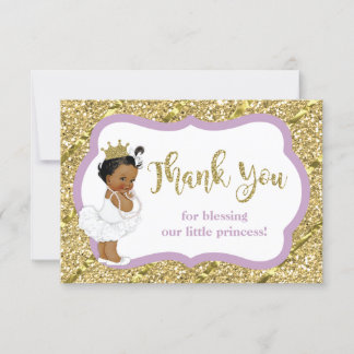 Little Princess Thank You Card, Faux Glitter Card