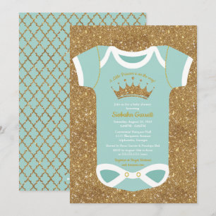 Little Princess Turquoise Glitter Gold Baby Shower Invitation