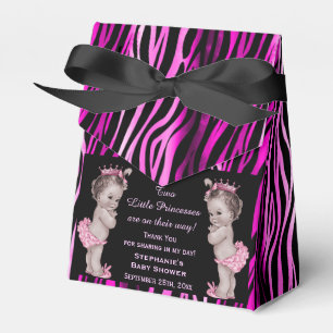 Little Princess Twins Baby Shower Zebra Pattern Favour Box