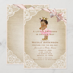 Little Princess Vintage Baby Girl Rustic Shower Invitation