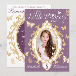 Little Princess Violet & Gold Birthday Invitation