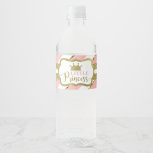 Little Princess Water Bottle Label, Pink, Gold Label