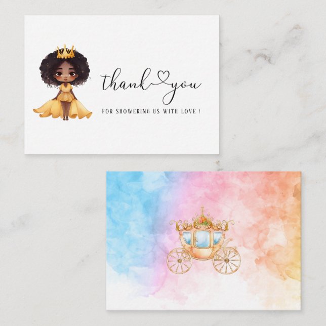 Little Princess watercolor thank you Card (Front/Back)