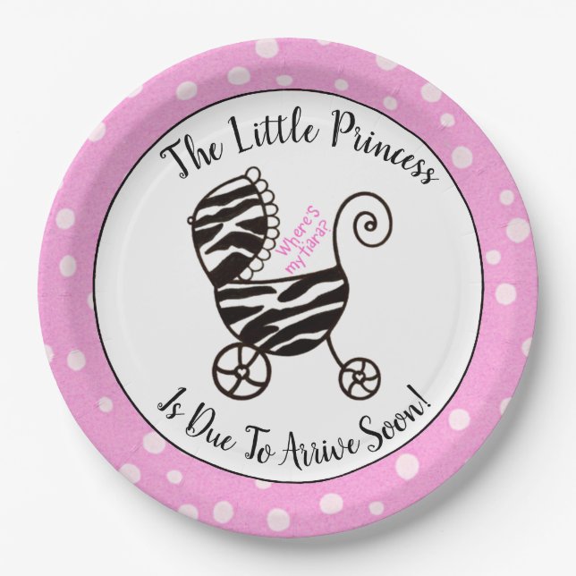 Little Princess - “Where is My Tiara?” Shower  Paper Plate (Front)