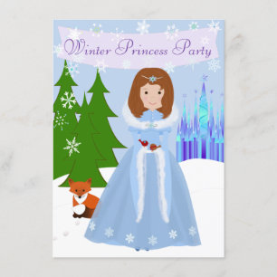 Little Princess Winter Party Brown Hair Invitation